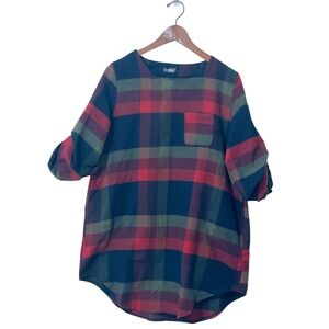 Izuria Plaid‎ Tunic Shirt Size L Multicolor Gorpcore Cabin Classic Casual Tartan